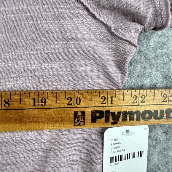 We The Free People Sundance Slub Tee Womens S Lilac Distressed Boho VNeck NEW - Picture 9 of 15